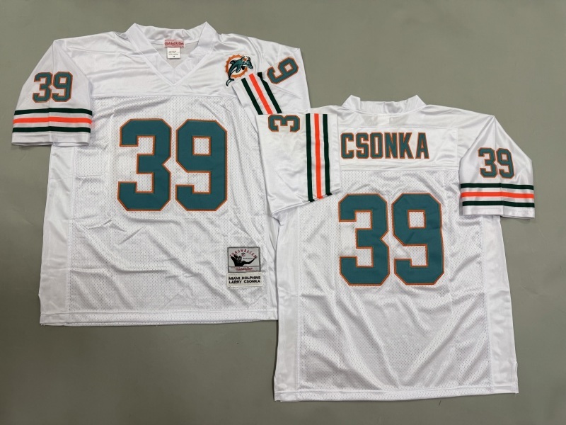 Men 2025 Miami Dolphins #39 Csonka white Throwback Limited NFL Jersey style 001->miami dolphins->NFL Jersey